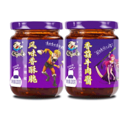 饭扫光 香菇牛肉酱+风味香酥脆  大块牛肉粒 200g*4瓶