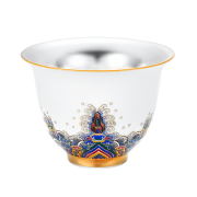 中国白银 珐琅彩瓷纯银品茗茶杯