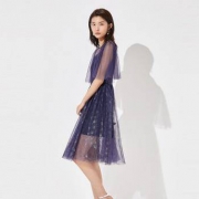 VERO MODA 波点荷叶袖 网纱连衣裙 320361014