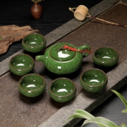 澜扬 陶瓷功夫茶具套装 孔雀绿 1壶6杯