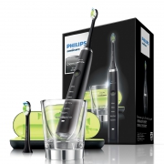 618预售：飞利浦(PHILIPS) 电动牙刷 成人声波震动钻石系列(自带刷头*2+充电旅行盒+充电玻璃杯) 黑钻 HX9352/04 赠 三支装刷头+三支装牙膏