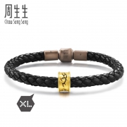 618预售：Chow Sang Sang 周生生 Charme 86641C 酷黑男女黄金手链勇气转运珠