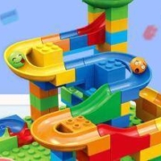 JIQILE 积奇乐 小颗粒DIY积木 84颗粒滑道送2滚珠 底板