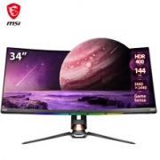 MSI 微星 34英寸 超宽带鱼屏曲面屏 WQHD 144Hz HDR400 旋转升降21:9 电脑游戏电竞显示器 显示屏 MPG341CQR
