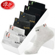 浪莎 100%纯棉 夏季薄款运动袜 6双