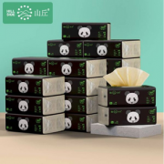 食品级别用纸！山丘 竹浆本色抽纸 3层*100抽*24包