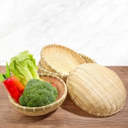 竹之俏 竹编制品篮 簸箕编织筐 16CM