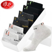 浪莎 100%纯棉 夏季薄款运动袜 6双