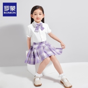 4.9分，青春无敌，防走光，多色：罗蒙 女童 学院风JK制服短裙套装