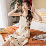 【北极绒】纯棉薄款连体睡衣夏季短袖睡衣女