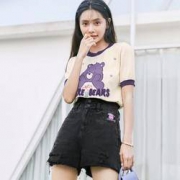 LEDIN 乐町 爱心熊联名款 CWHBB2314 女士高腰短裤