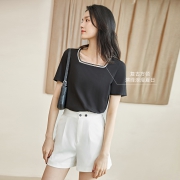 聚划算百亿补贴：DUIBAI 对白 BDT089 女士方领短袖