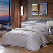 FUANNA富安娜HOTEL系列卡瑞娜长绒棉四件套1.8m床灰色