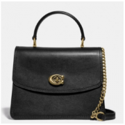 COACH 蔻驰 Leather Parker Top手提包 52664-B4BLK 黑色
