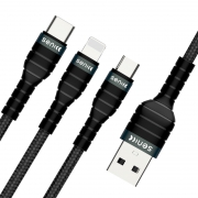 SENICC 声丽 一拖三编织数据线 1.5米