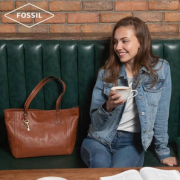 Fossil 化石 EMMA系列 女士复古牛皮单肩手提托特包  AZB6844001 2色
