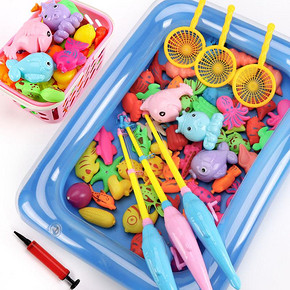 儿童磁性钓鱼玩具池套装小孩鱼竿宝宝男女孩