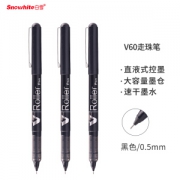 PLUS会员：Snowhite 白雪文具 V60 速干直液式走珠笔 0.5mm 黑色 12支