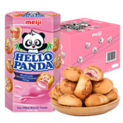 新加坡原装进口！meiji 明治 小熊草莓夹心饼干蛋糕 50g*10盒