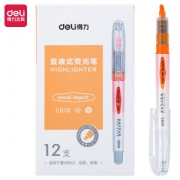 凑单品：deli 得力 S618 橙色直液荧光笔 12支/盒