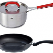 Fissler 菲仕乐 RedHandle系列 长柄带盖不锈钢奶锅18cm+不沾平底煎锅24cm套装 到手￥593.95