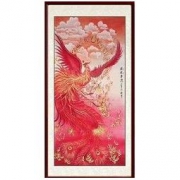 尚得堂 韩梅手绘花鸟画《凤凰于飞》装裱65x125cm 宣纸 沙比利实木框