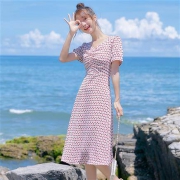 La Chapelle  拉夏贝尔 法式波点 泡泡袖 连衣裙 24308-12AW-45