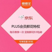 促销活动：京东PLUS会员鲜花特权 每月尊享一次 定制鲜花9.9包邮