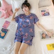 睡衣女冰丝夏季套装女士夏天两件短袖薄款