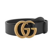 古驰 GUCCI 男女款  双G扣 黑色皮带  406831 DJ20T 1000 95
