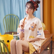 女纯棉夏季短袖宽松睡裙