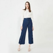 26日10点：VERO MODA 九分阔腿裤 全棉牛仔裤  320149539