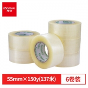 PLUS会员：Comix 齐心 JP5515-6 高透明胶带 宽55mm*长137米/卷 6卷装