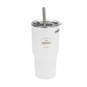 MINISO 名创优品 经典黑白系列 吸管钢杯 580ml