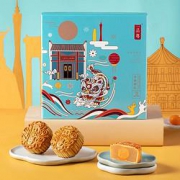一品粤 蛋黄白莲蓉月饼礼盒 432g*4只装