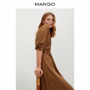 MANGO  芒果  87090526  女款长袖褶皱连身裙