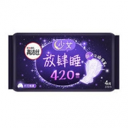 kotex 高洁丝 Kotex 放肆睡花瓣扇尾420mm4片 超长夜用棉柔纤巧卫生巾