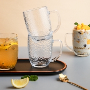 TANGZUN 唐尊 日式锤纹带把玻璃杯 310ml
