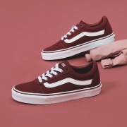VANS 范斯 女士复古车厘子色帆布鞋