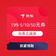 京东 撒百万白条券 领取199-1/5/10/50元白条立减券
