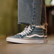 16日0点：Vans 范斯 水兵月蓝侧边条纹 中帮帆布鞋 蓝色