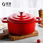 京东超市佳佰 珐琅锅 铸铁搪瓷汤锅 平底双耳煲汤炖肉22cm (电磁炉煤气灶通用)