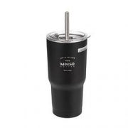 京喜APP：MINISO 名创优品 经典黑白系列 吸管保温杯 580ml