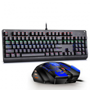 PLUS会员！灵蛇 K807 RGB机械键盘 104键 青轴 黑色 + M416有线鼠标 蓝色