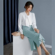 ANNE KLEIN  安妮·克莱因 丝滑鱼尾半身裙  AAP2238LMK