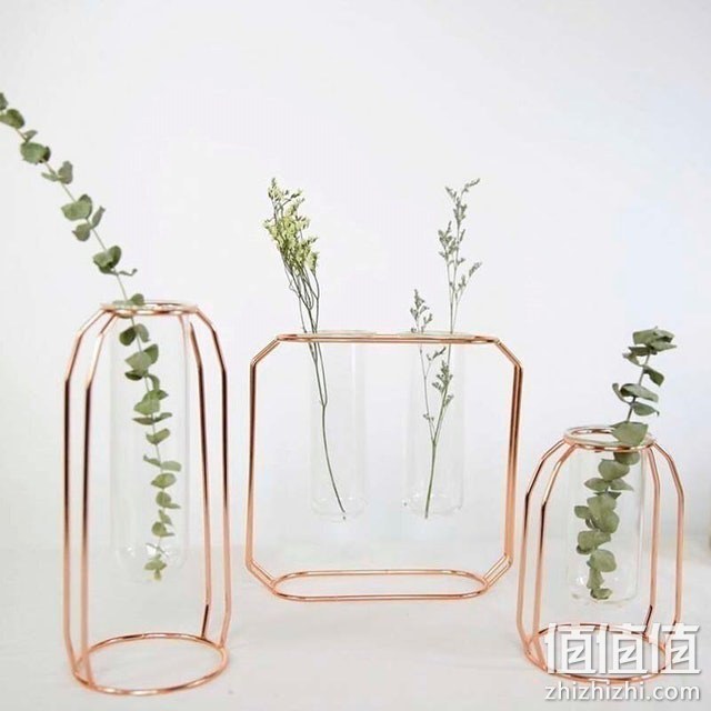 金属花架 透明玻璃花瓶