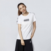 彪马 串标LOGO 女款 圆领短袖 运动T恤