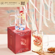 遇见博物联名新品：800ml 共禾京品 敦煌神兽系列 耐热高硼硅玻璃水杯礼盒装