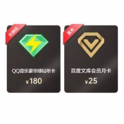 QQ音乐 豪华绿钻会员 12个月年卡+百度文库会员1个月卡