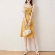 LOUIS YAO 白鹿语 女款拼接圆领短袖连衣裙 WYU218880235